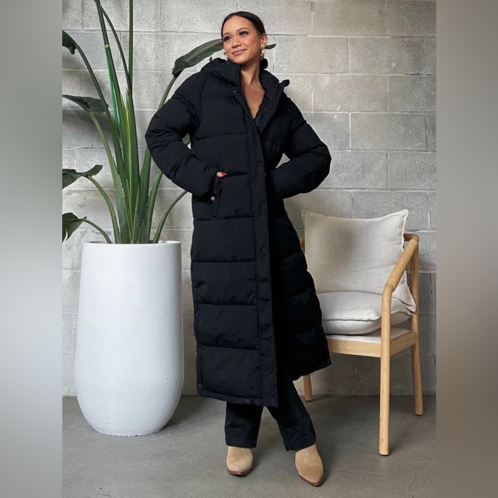 ONLY Women's Black Long Puffer Coat